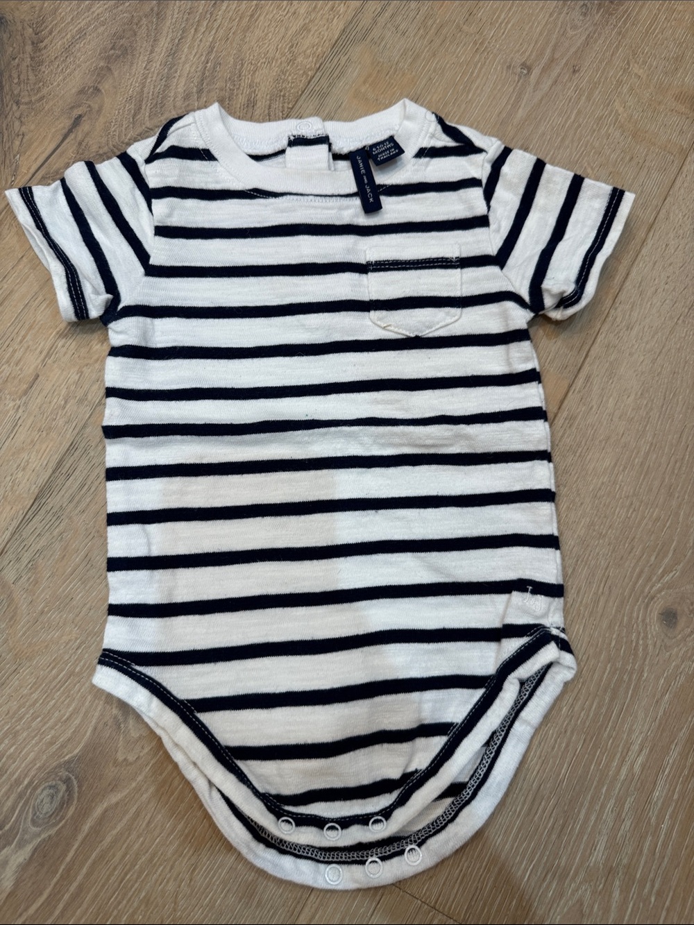 Janie and Jack Navy and White Striped Cotton Baby Bodysuit